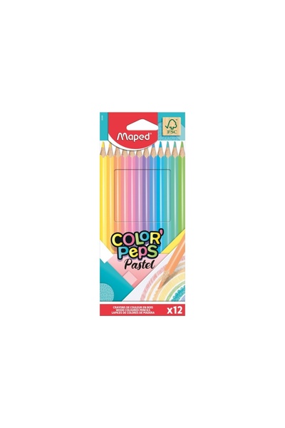 Maped Creioane colorate Color'Peps Pastel 12 culori/cutie FSC