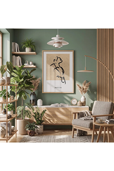 KOLAJTASARIM Figurină minimalistă de pasăre Tablou înrămat cu lemn natural Ob...