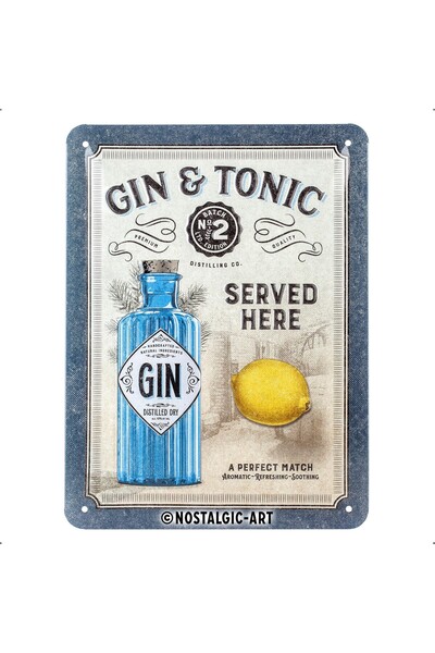 Nostalgic Art Nostalgic-Art Retro sac levha, Cin & Tonic Served Here – Bira h...