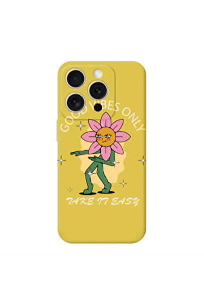 Other Apple Iphone 16 Pro Max Good Vibes Only Yellow Colored Silicone TPU Θήκη