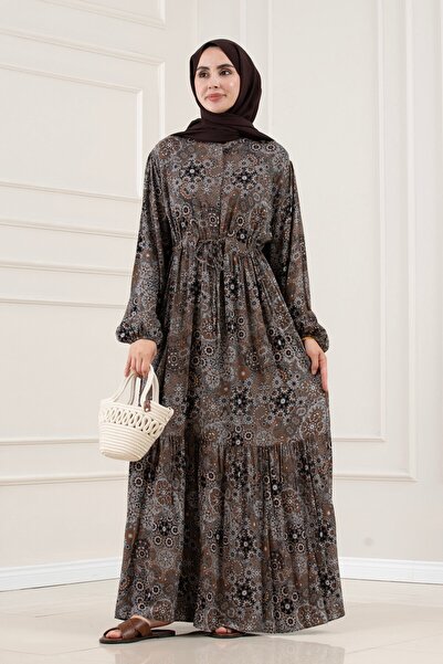 Sevitli Beli Tunnel Viscose Esra Dress-Gray
