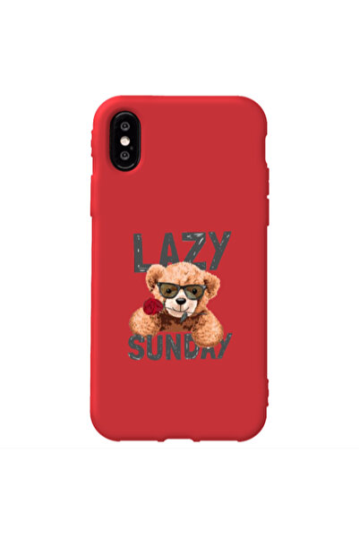 Other Apple iPhone Xs Lazy sunday Red Colored Silicone TPU Θήκη