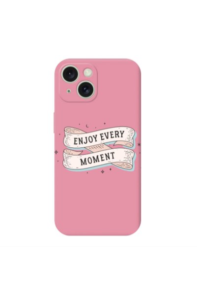 Other Apple iPhone 15 Plus Enjoy Every Moment 2 Pink Colored Silicone TPU Θήκη