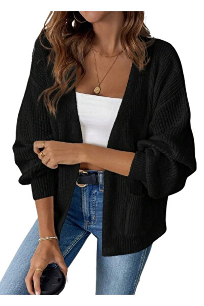 OEM Short cardigan for women with Pocketed, color Black, size L