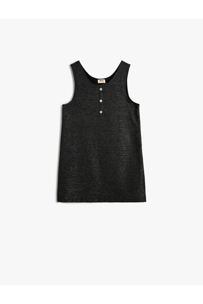 Koton Overall Dress Round Neck Button Detail