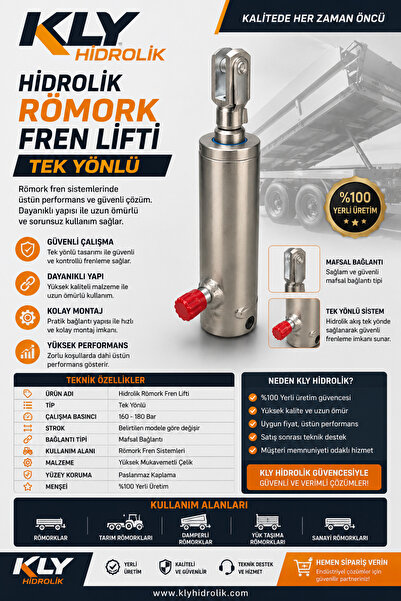KLY MAKİNA Hidrolik Römork Fren Lifti Tek Yönlü