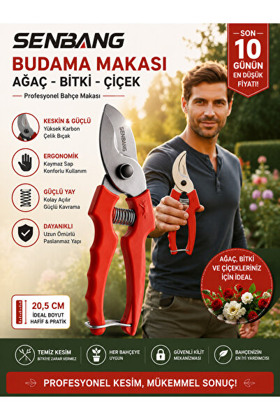 SENBANG Budama Makası Profesyonel Bahçe Makası Ağaç Dal Çiçek Budayıcı Makas ...