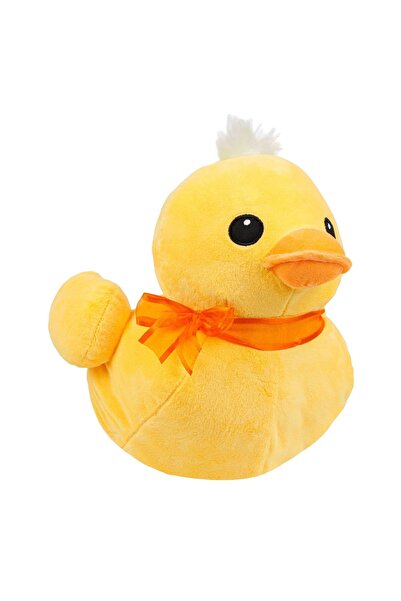 Z Store Rață de pluș galbenă cu fundă portocalie, 30cm - Textură moale