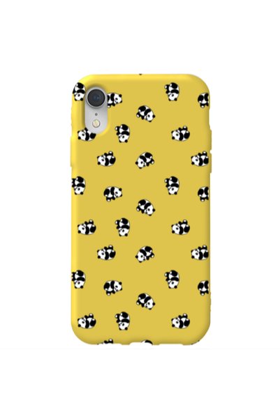 Other Apple iPhone Xr Small Pandas Yellow Colored Silicone TPU Θήκη