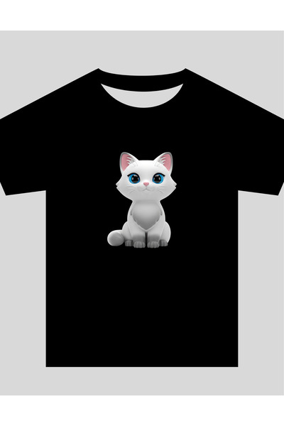 TİMİSİVA Children's Printed Crew Neck Short Sleeve Black T-Shirt