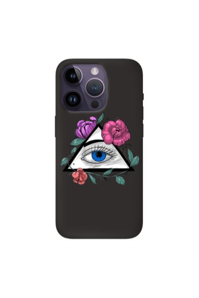 Other Apple iPhone 14 Pro Max Eye and flower Black Colored Silicone TPU Θήκη