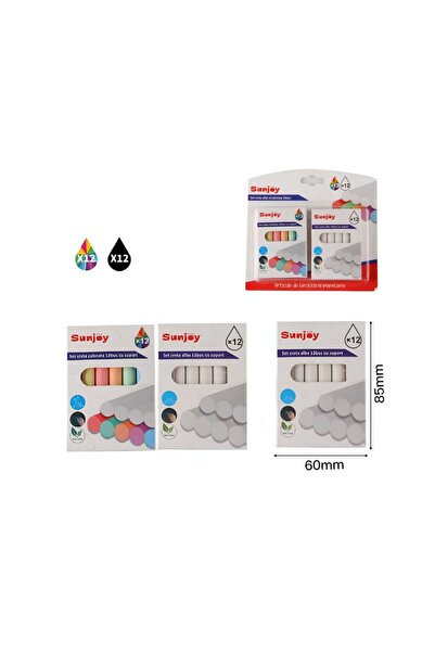 idei Set Crete Albe și Colorate Pastel 12 Bucăți pe Carton Agățabil, Gessetti...