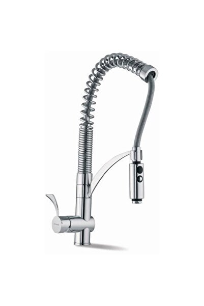 Pyramis Cresento Elegant Μπαταρία Κουζίνας Ψηλή Χρωμέ Με Εκτεινόμενο Ντούς