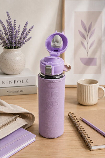 H2O Deri Kilifli Kilit Kapak 500 ml Cam Matara
