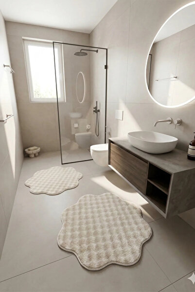 Villadia Home Textile Bubble Papatya Set Banyo Paspası 2'li Set Pofuduk Yumuş...
