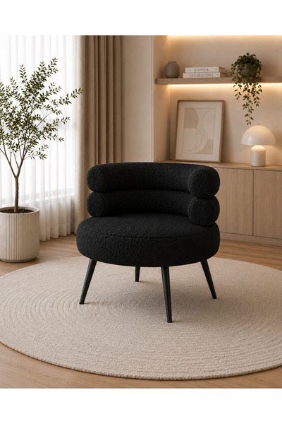N.zone 2-Piece Set of Luxury Round Boucle Chair with Unique Modern Design, Co...