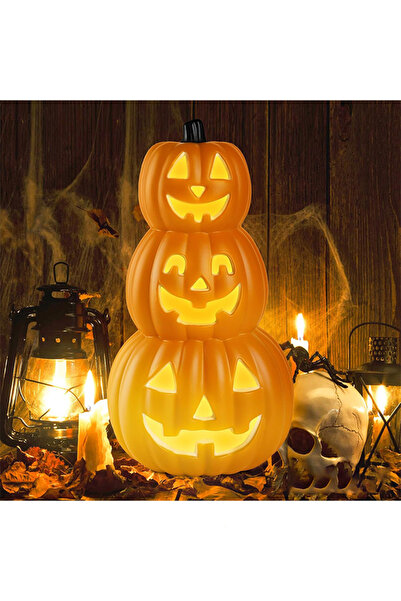 GGEROU Set of 3 Stacked Halloween Jack-o'-Lantern Decorations, LED-Lit Classi...