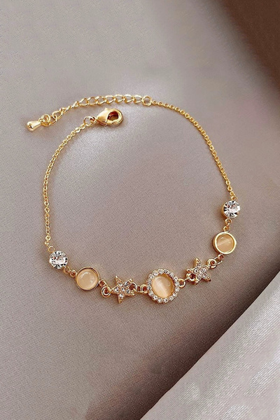 THE Steel Gold Color Adjustable Women's Bracelet with Star Figure