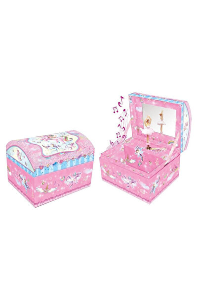 Pecoware Cutie muzicala unicorn cu oglinda si compartiment multicolor 14x14cm