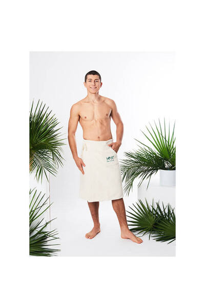 YEYE Made In Nature Kilt din frotir cu buzunar legat OEKO-TEX ®   Ecru L/XL