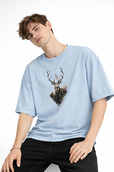 Generic Brand Deer - Oversize Men's T-Shirt Baby Blue