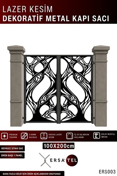 ERSA DEMİR ÇELİK Ersatel Modern Lazer Kesim Bahçe ve Villa Kapı Sacı (boyasız)