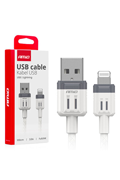 AMIO Cablu USB-Lightning 3A 100cm FullLINK, AMIO, 1buc