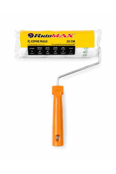 RuloMAX 25 CM İç Cephe Boya Rulosu Saplı 20 MM Uzun Tüylü Profesyonel Rulo Fırça