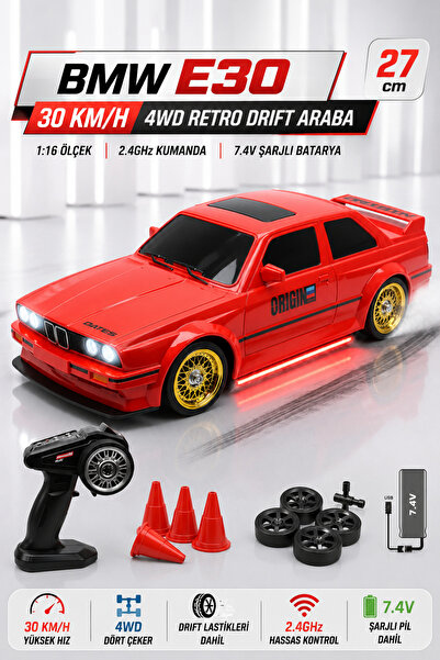 TRENDZONE Uzaktan Kumandalı Neon LED Işınlı 30km/h Yapan BMW E30 Drift Arabas...