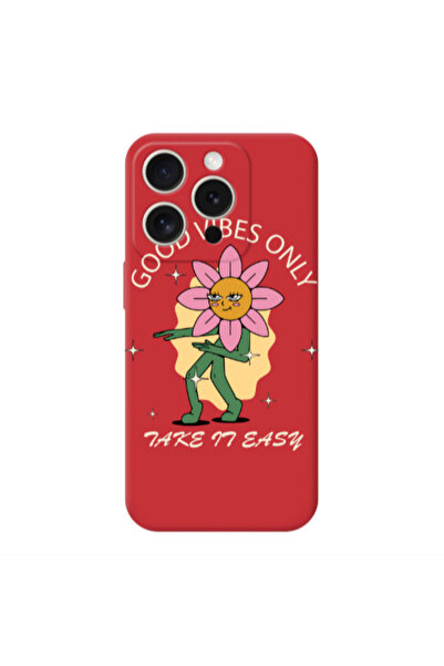 Other Apple Iphone 16 Pro Good Vibes Only Red Colored Silicone TPU Θήκη