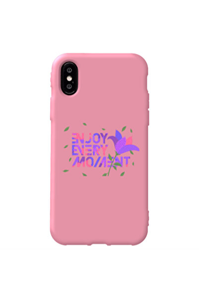 Other Apple iPhone Xs Enjoy Every Moment Pink Colored Silicone TPU Θήκη