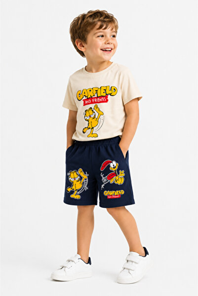 mini kanka 5-8 Years Old Boy Character Printed Double Set T-Shirt Capri Doubl...