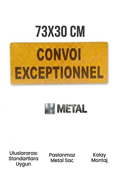 opersan 73X30 cm Convoi Exceptionnel Metal Sac Levha - Reflective Warning Sign