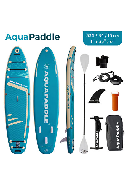 AquaPaddle Şişme Sup Paddle Board 335x84x15 cm Çift Katmanlı 3 Fin Kürek Sörf...