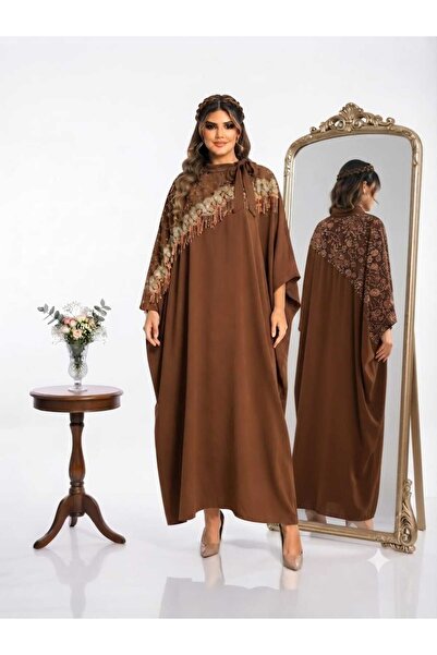 sea gulf Luxurious Robe with Embroidery on the Front with 3D Embroidery and o...