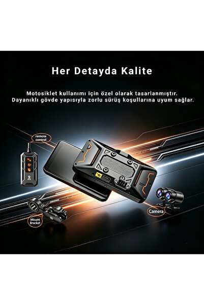 idragon M12 6.25" Motosiklet CarPlay & Android Auto Ekranı, Ön-Arka 2K Kamera, TPMS Destekli, Kablosuz Bağlantı, IP67 Su Geçirmez
