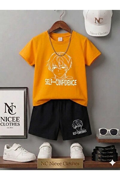 NC Nicee Clothes Summer Children's T-Shirt Shorts Unisex (Self Confidance Pri...