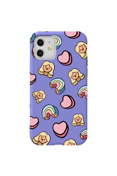 Other Apple iPhone 11 Girl rainbow and hearts Purple Colored Silicone TPU Θήκη