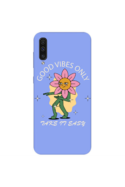 Other Samsung A50 Good Vibes Only Light Purple Colored Silicone TPU Θήκη