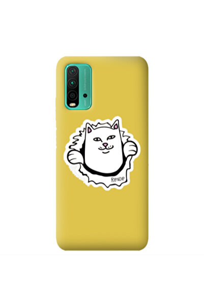 Other Xiaomi Poco M3 White cat Yellow Colored Silicone TPU Θήκη