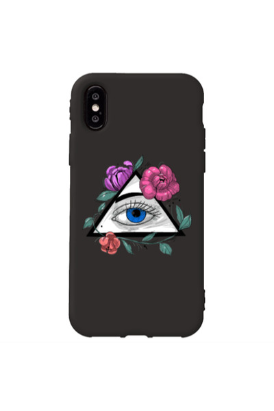 Other Apple iPhone Xs Max Eye and flower Black Colored Silicone TPU Θήκη