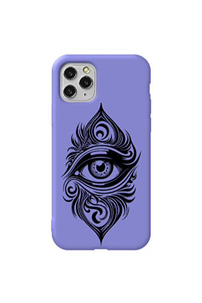 Other Apple iPhone 11 Pro Eye patterned drawing Purple Colored Silicone TPU Θήκη