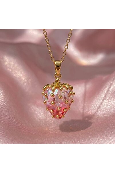 Heda Jewelry Strawberry Glow Kolye - Çelik Çilekli Kolye