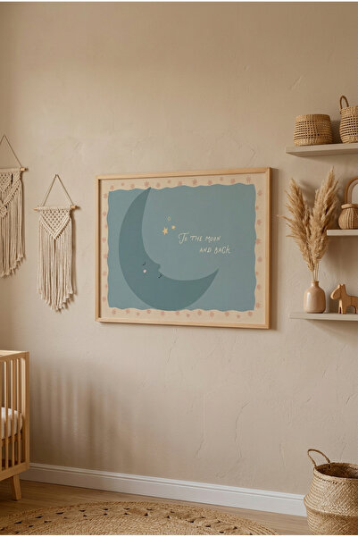 Creatick Design İskandinav Boho Çocuk Odası MDF Tablo Masif Ahşap Çerçeveli B...