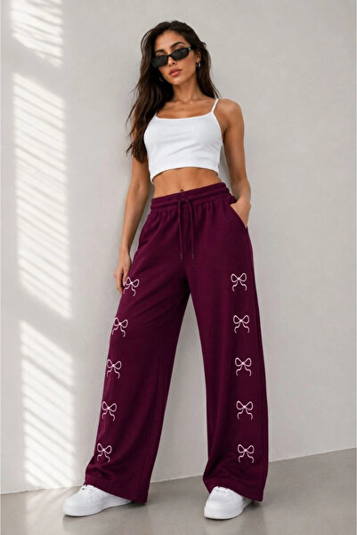 Generic Brand Women's Osy Modal Soft Textured Embroidered Oversize Wide Leg S...