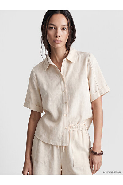 LC Waikiki Trendlucky Linen-Look Women's Shirt with a Difference