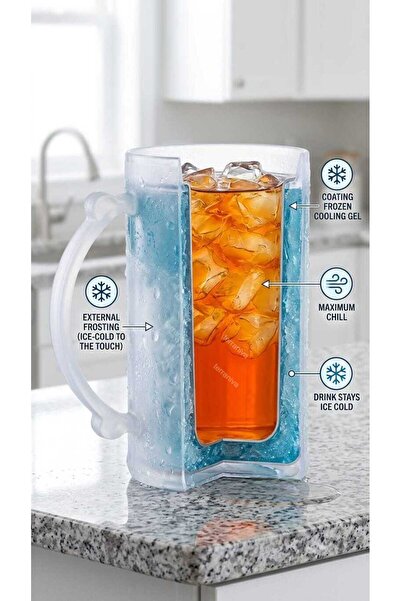 Marangozi Çift Cidarlı Jel Buz Bardak 420 ml - BPA Free Sağlıklı Dondurulabilir Soğutucu Kupa