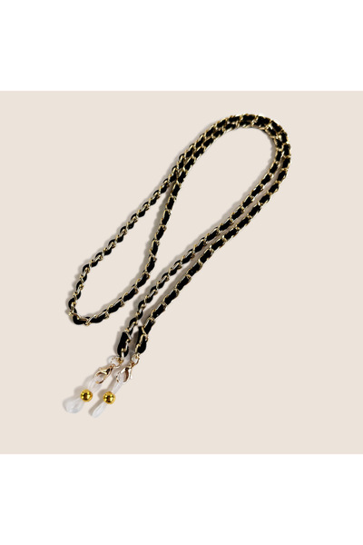 Choice C1black Leather Woven Eyeglass Chain Vintage Modern Thin Aluminum 2-in...