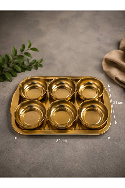BYSABO 6’lı Gold Metal Çerezlik Seti 1 Tepsi – Şık Sunum Kaseleri, Atıştırmal...