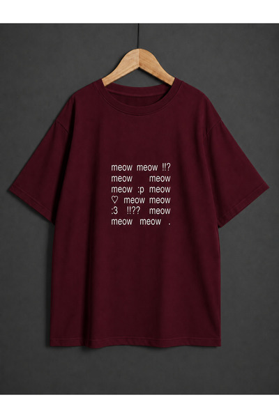 ZİYMO Women's Y2K Meow Meow Written Oversized T-Shirt